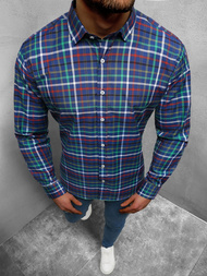 Koszula męska w kratę kolorowa OZONEE O/1722