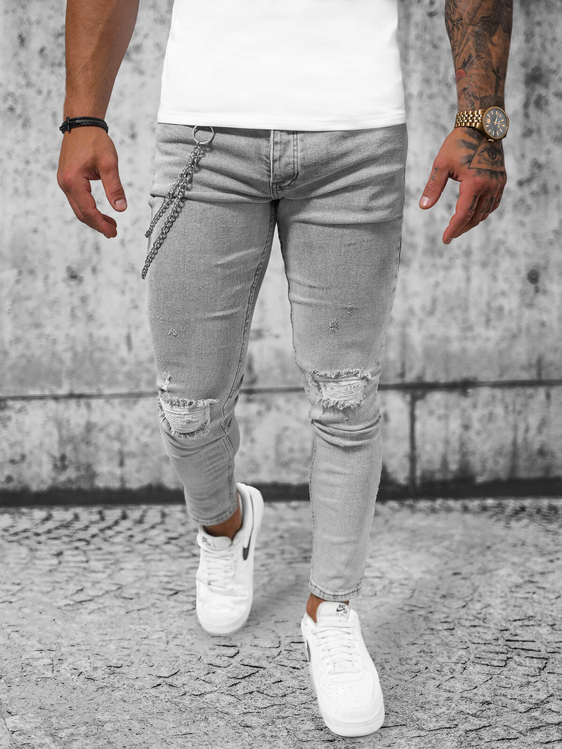 Spodnie jeansowe męskie szare OZONEE O/273SPZ