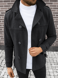 Płaszcz męski z pagonami antracytowy OZONEE O/5627