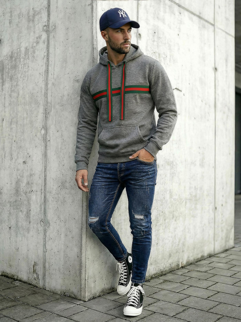 Bluza z kapturem męska grafitowa OZONEE JS/8B1735/5Z