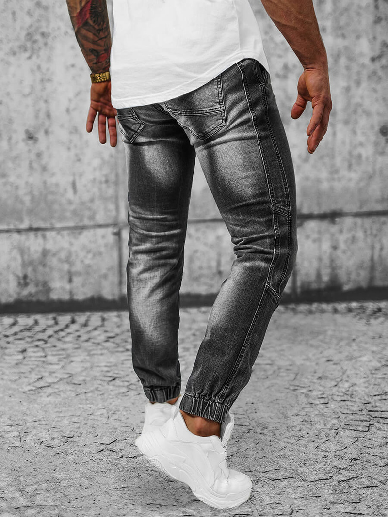 Spodnie jeansowe joggery męskie czarne OZONEE NB/MP0118N
