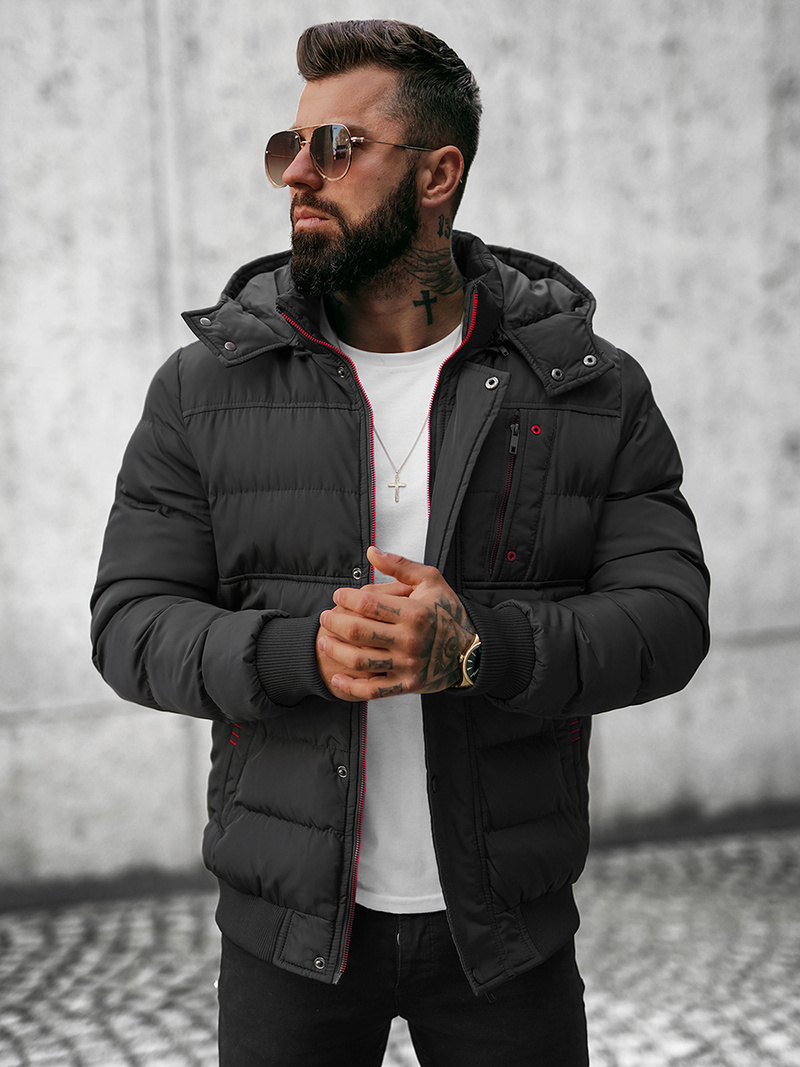 Kurtka zimowa męska pikowana czarna OZONEE JB/JP1185Z