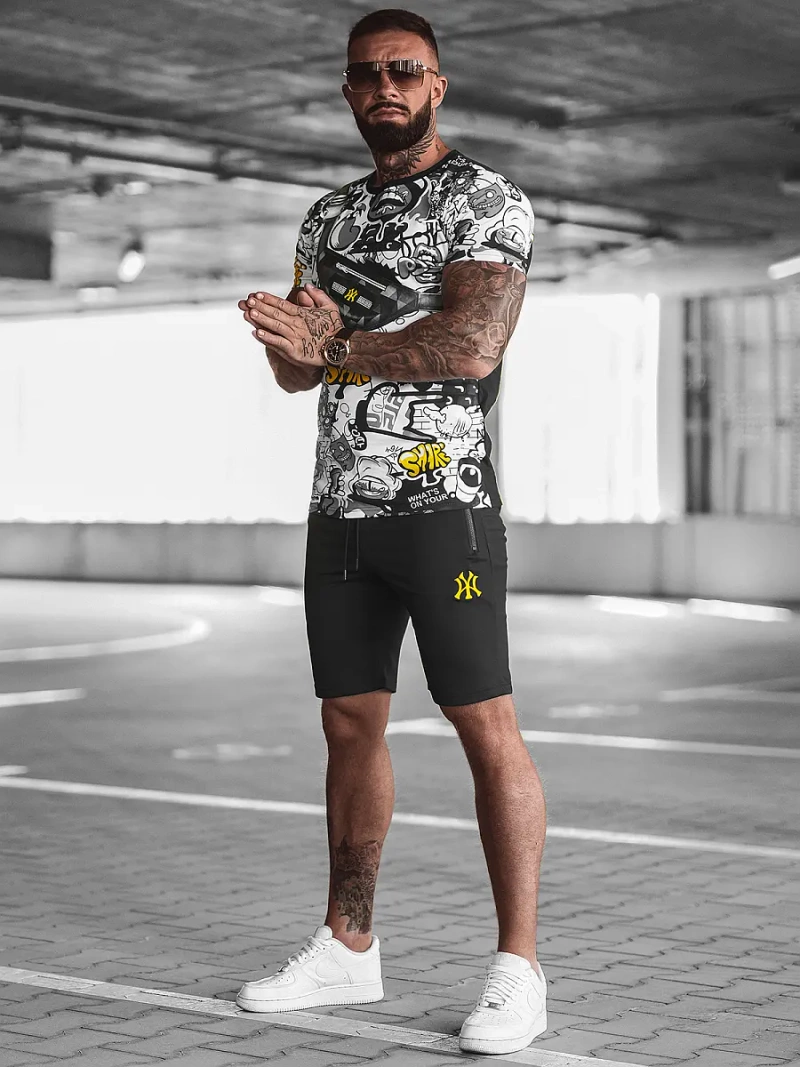 Komplet dresowy męski czarno-żółty OZONEE O/HM789