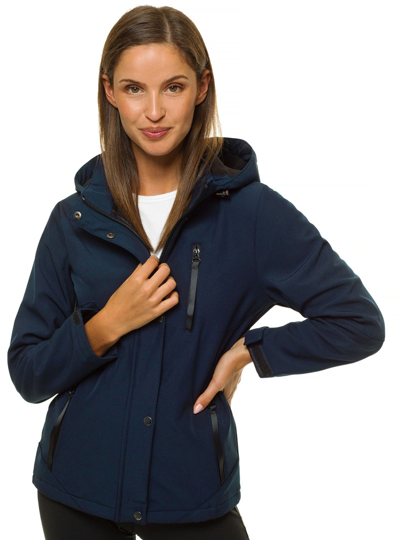 Kurtka softshell damska z kapturem granatowa OZONEE JS/HD181/4