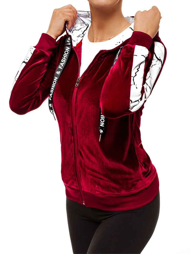 Bluza rozpinana damska bordowa OZONEE O/82270