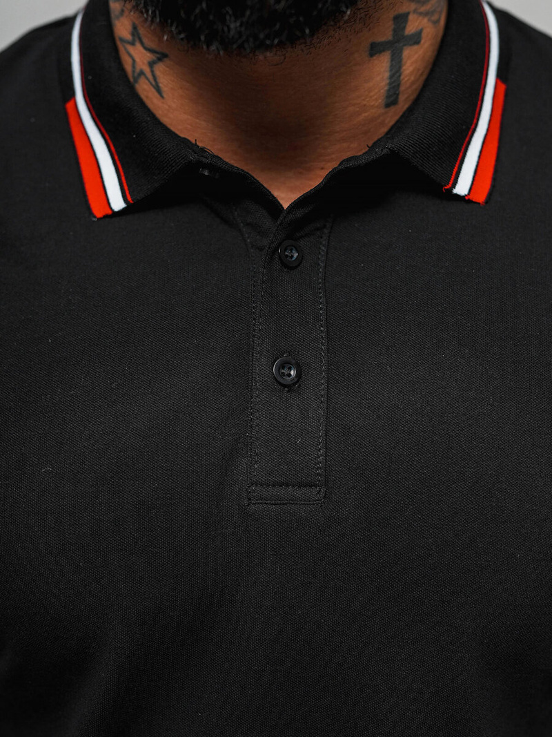 Koszulka męska polo czarna OZONEE O/DA736