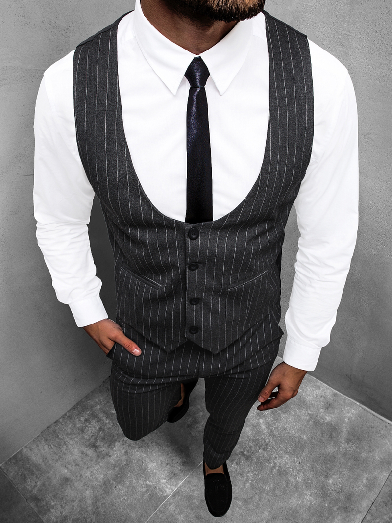 Чоловічий комплект - жилетка та штани чінос Темно-сірий OZONEE DJ/5603