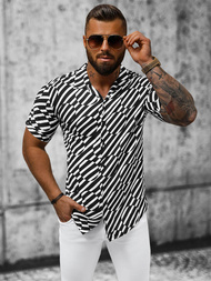 Сорочка чоловіча з коротким рукавом Чорно-Бiла OZONEE E/1400/154