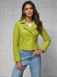 Kurtka skórzana damska ramoneska limonkowa OZONEE JS/11Z8130