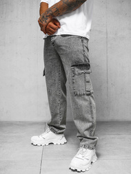 Spodnie jeansowe męskie wide leg szare OZONEE DO/4001