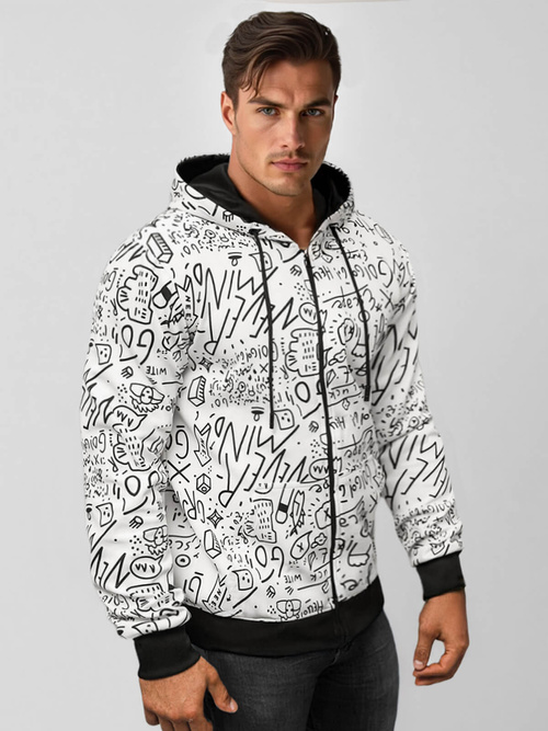 Bluza męska z kapturem rozpinana biała OZONEE JS/8B1182/1Z