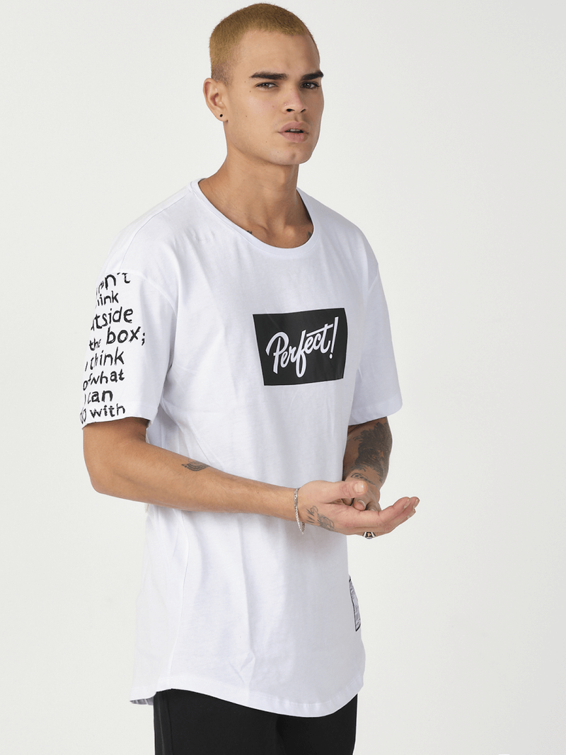 T-Shirt męski z nadrukiem biały OZONEE MR/21550