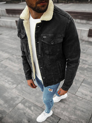 Kurtka męska jeans czarno-beżowa OZONEE BN/6630