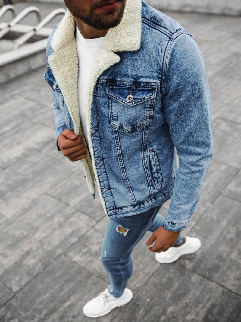 Kurtka męska jeans niebieska OZONEE BN/6627