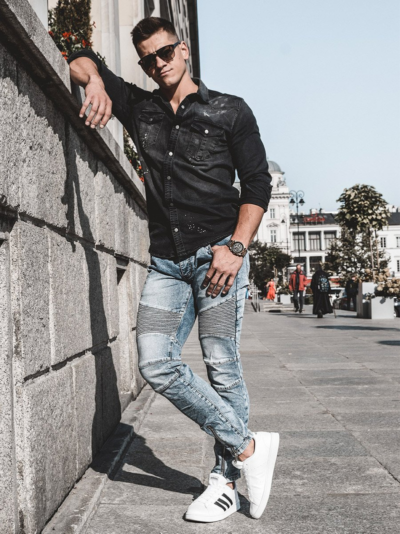 Spodnie jeansowe męskie niebieskie OZONEE T/78011