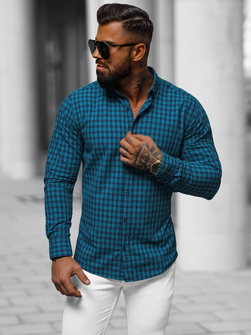 Сорочка чоловіча cиня OZONEE O/V96