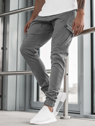 Spodnie męskie joggery szare OZONEE A/0853 