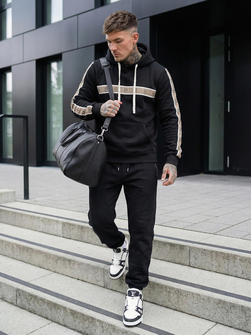 Bluza z kapturem męska czarna OZONEE JS/8B1729/3Z