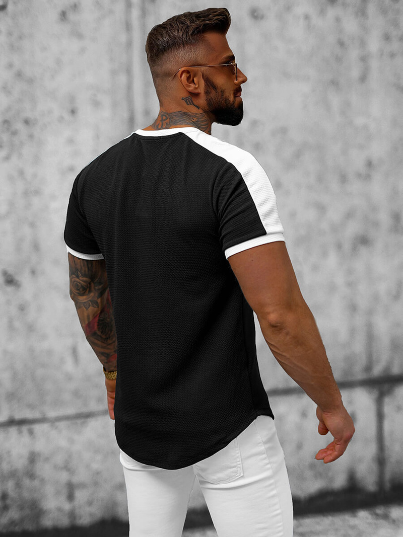 T-shirt męski czarny OZONEE O/TX6413