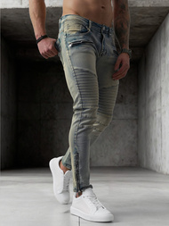 Spodnie jeansowe męskie slim fit niebieskie OZONEE O/EM8886