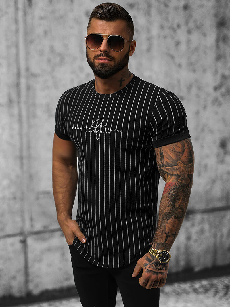 T-Shirt męski czarny OZONEE O/P1111