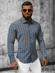 Koszula męska w kratę kolorowa OZONEE O/0222Z