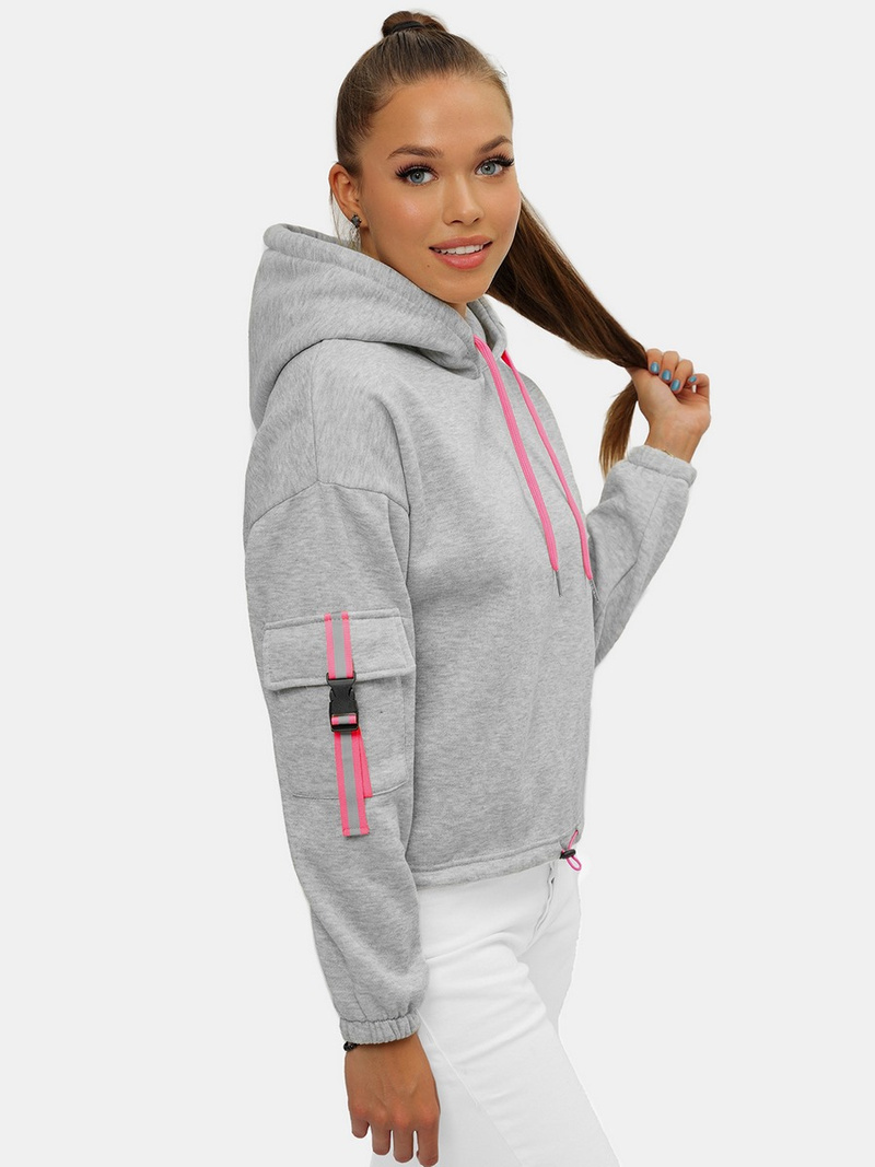 Bluza z kapturem damska szara OZONEE JS/B26031Z