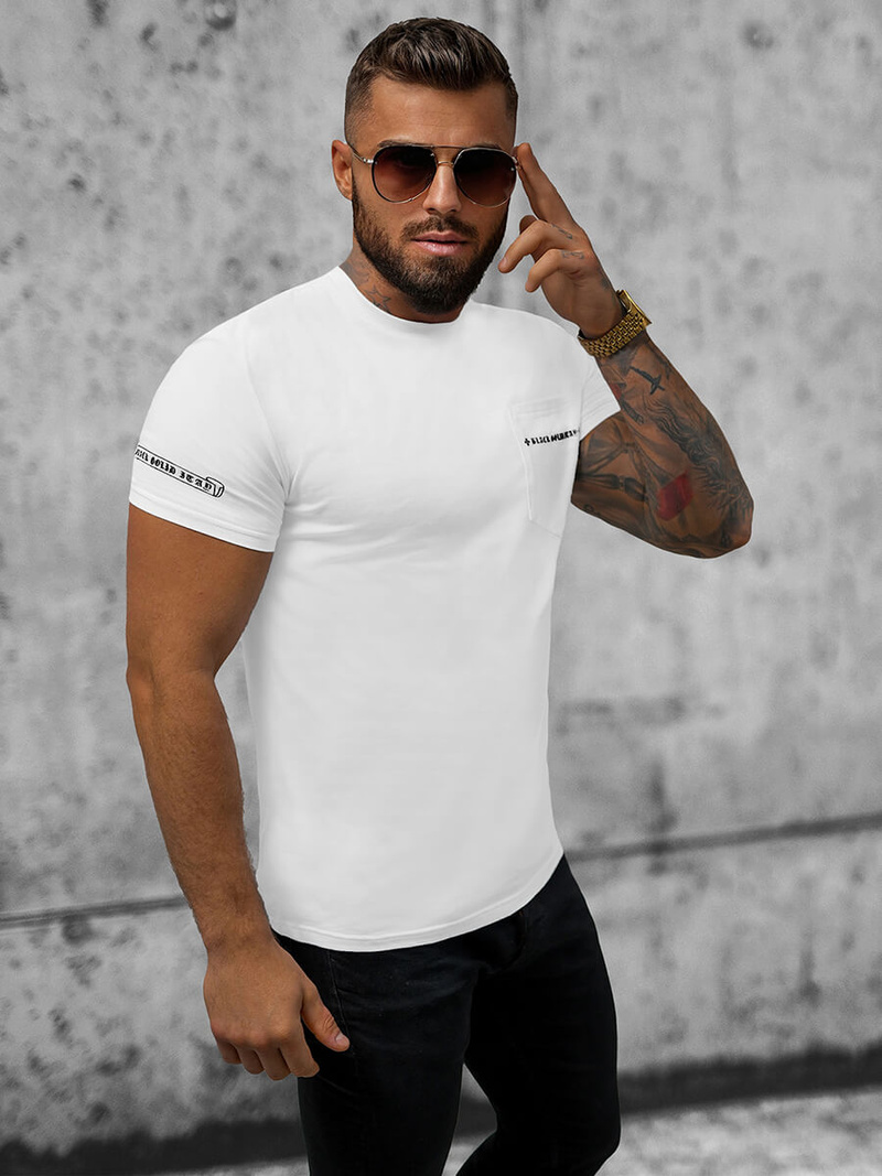 T-shirt męski slim fit biały OZONEE NB/MT3044