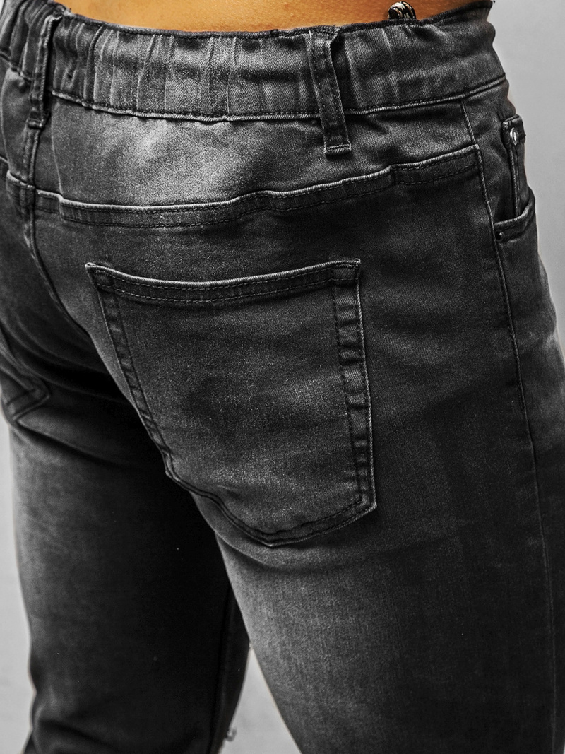 Spodnie jeansowe joggery męskie czarne OZONEE NB/MP0014N