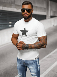 T-shirt męski slim fit biały OZONEE NB/MT3067