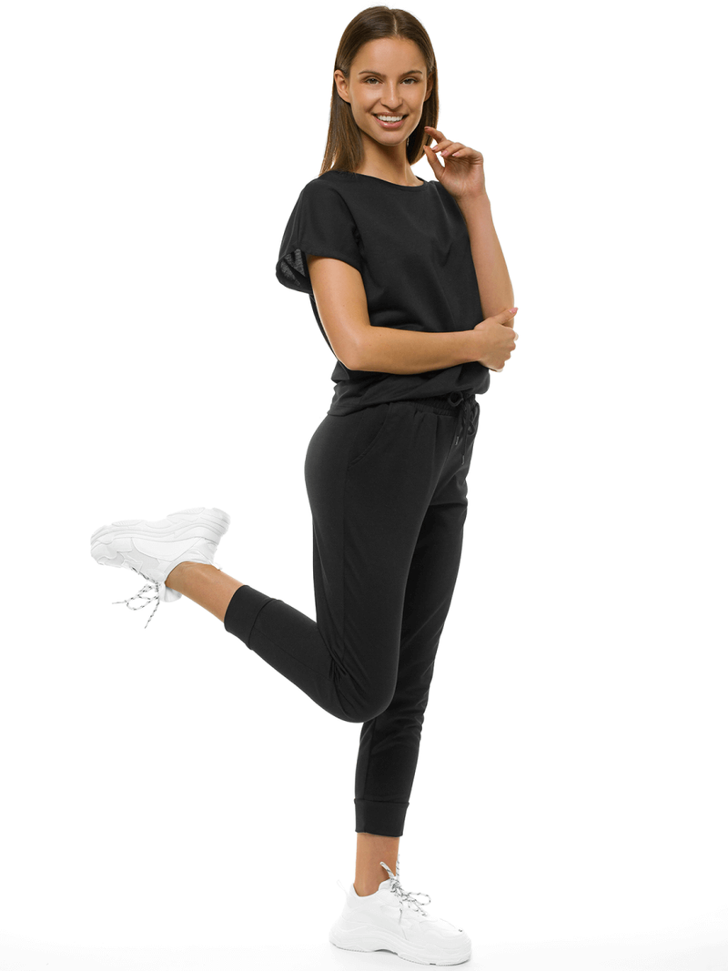 Komplet dresowy dwuczęściowy damski czarny OZONEE O/MB1001/21