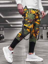 Spodnie męskie chino joggery żółte-khaki OZONEE G/11133