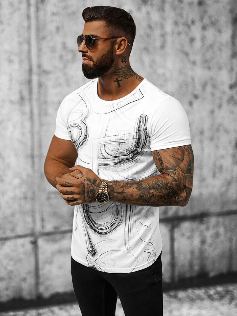 T-shirt męski biały OZONEE O/T132/1Z
