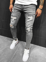 Spodnie jeansowe męskie z dziurami szare OZONEE O/ES8022