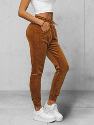 Spodnie dresowe damskie welurowe brązowe OZONEE JS/8K1532/33