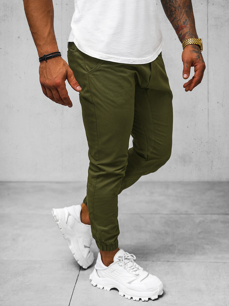 Spodnie męskie chino joggery khaki OZONEE O/399