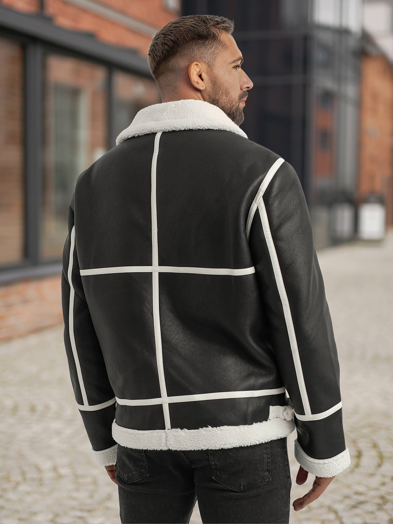 Kurtka skórzana męska czarna OZONEE JS/11Z8270