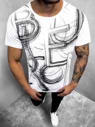 T-Shirt męski z nadrukiem biały OZONEE JS/KS2525Z