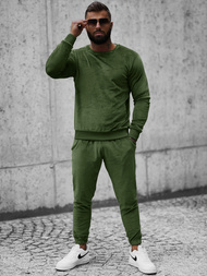 Komplet dresowy męski welurowy khaki OZONEE O/12138