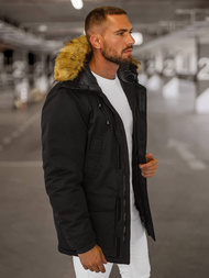 Kurtka zimowa męska z futerkiem czarna OZONEE JS/5M779/392Z