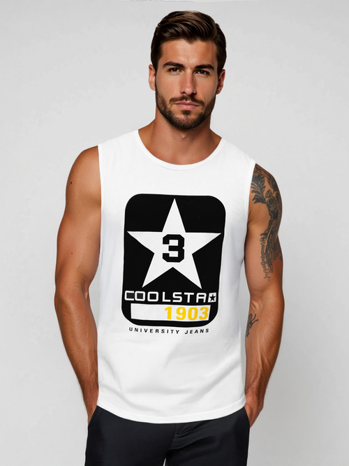 Koszulka bez rękawów męska biała OZONEE JS/8B1719/1