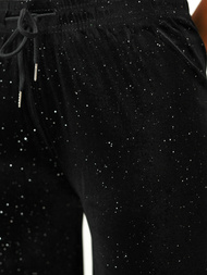 Spodnie damskie welurowe z szeroką nogawką czarne OZONEE JS/92K519/3