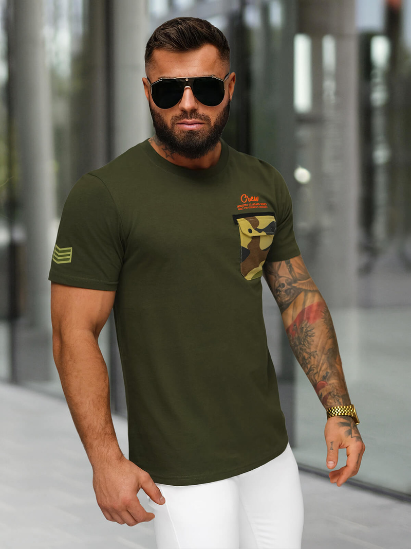 T-shirt męski khaki OZONEE O/MPO3492