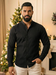 Чоловіча чорна сорочка OZONEE O/V121Z