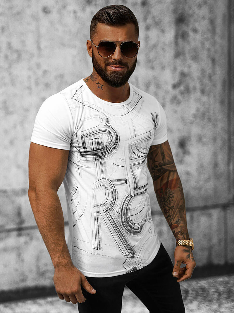 T-shirt męski biały OZONEE O/T132/1Z