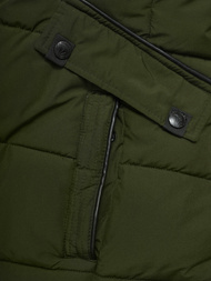 Kurtka zimowa damska długa pikowana khaki OZONEE O/W377Z