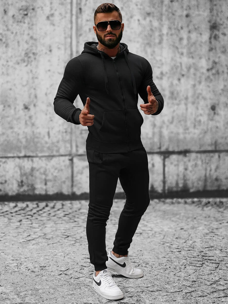 Komplet dresowy męski czarny OZONEE JS/XW2008