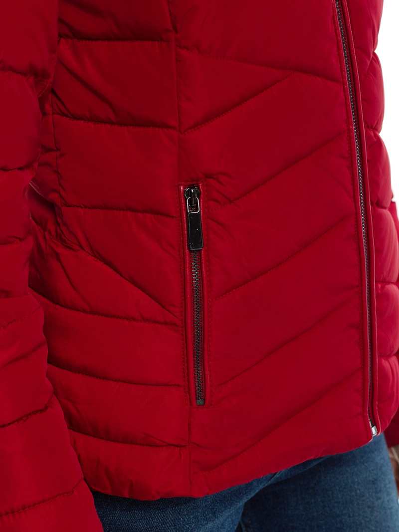 Kurtka zimowa damska z futerkiem bordowa OZONEE O/DK024/4