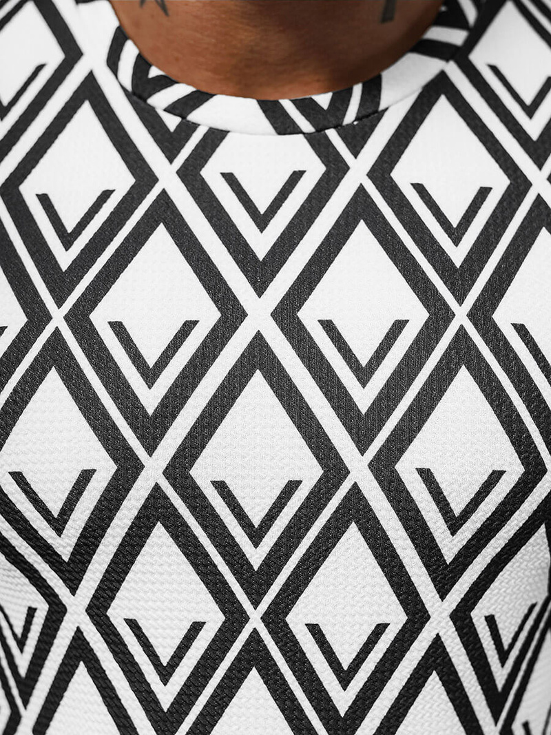 T-Shirt męski biało-czarny OZONEE O/P1048