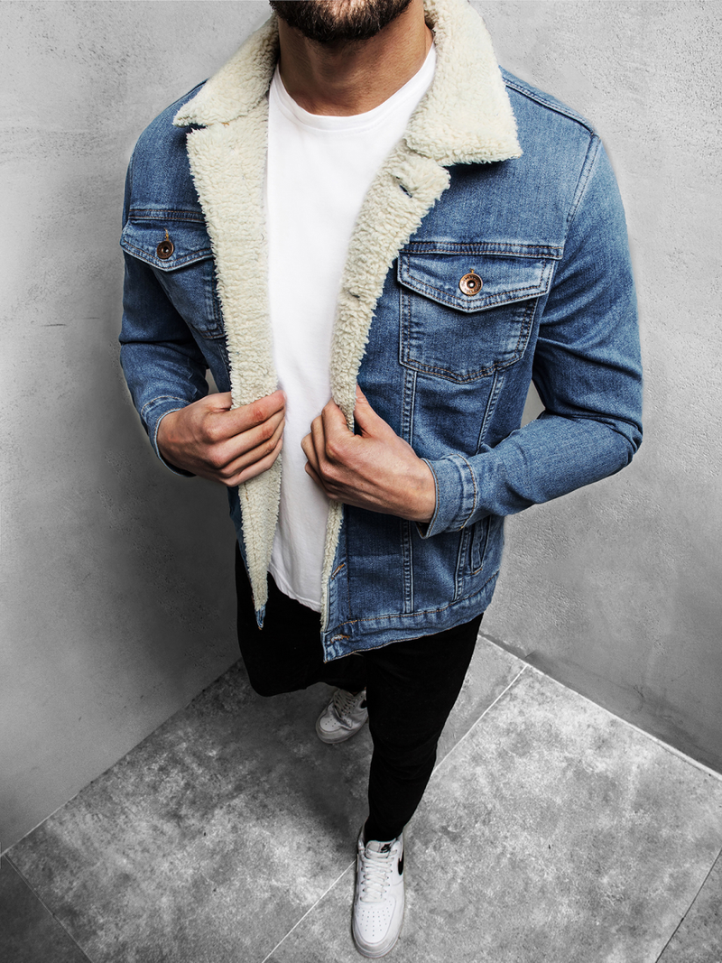 Kurtka męska jeans jasno-niebieska OZONEE BN/5938Z